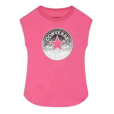 Converse Girls' pink logo applique top